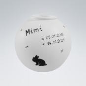 Tierurne Hase Kugel mit Teelicht und Motiv